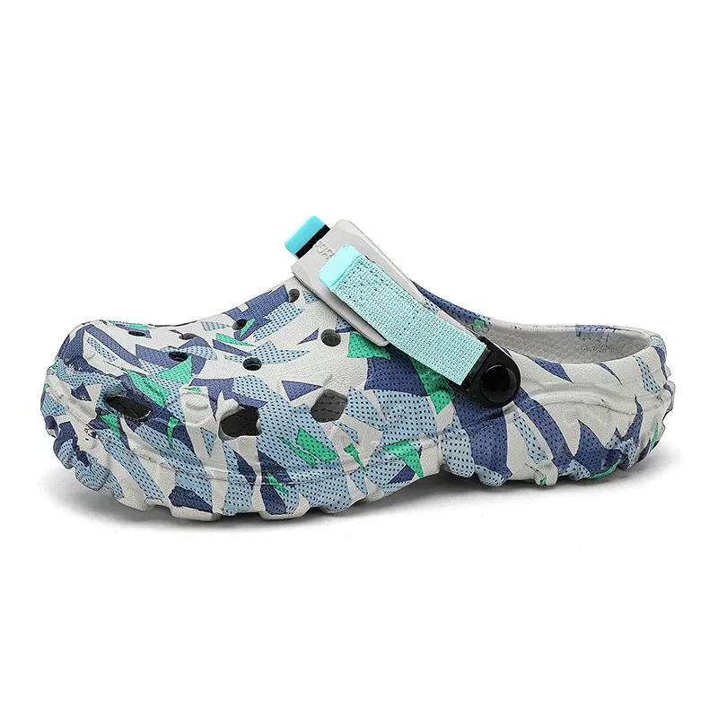 Color: Pink, Shoe Size: 45 - Men Summer Slippers Thick Sole Mens Clogs Sandals Hollow Breathable Flip Flops Sandals Shoes Fashion Beach Slippers