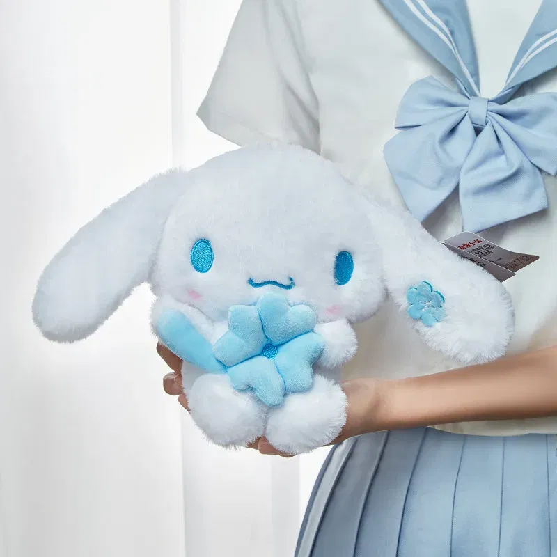 Color: Silver - 20-25cm Genuine Sanrio characters My Melody Kuromi Cinnamoroll Kt Cat Plush Toy Anime Stuffed Animals Christmas Birthday Gifts