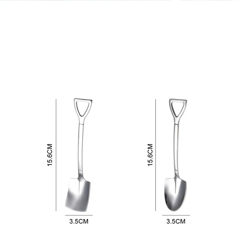Color: Blue, Ships From: CHINA - Stainless Steel Coffee Tea Spoon Creative Retro Shovel Scoop for Dinner Ice Cream Dessert Watermelon Kitchen Tableware Bar Tool