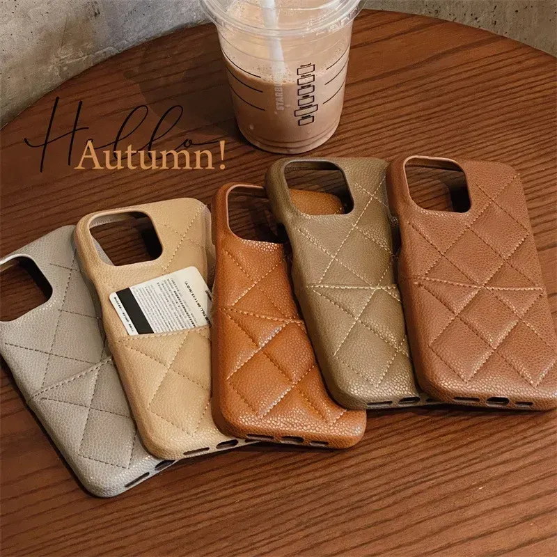 Color: black, Material: Microfiber - Luxury Lattice Pattern Leather Cover for IPhone 16 15 14 13 Pro Max Credit Card Slot Holder Purse Wallet Shockproof Phone Case