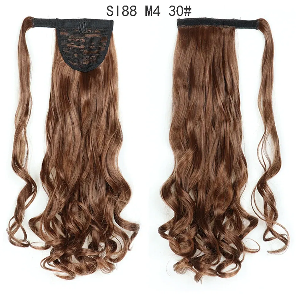 Color: T1B/4/27 - LINWAN Synthetic Long Straight Wrap Around Clip In Ponytail Hair Extension Heat Reistan Pony Tail Fake Hair