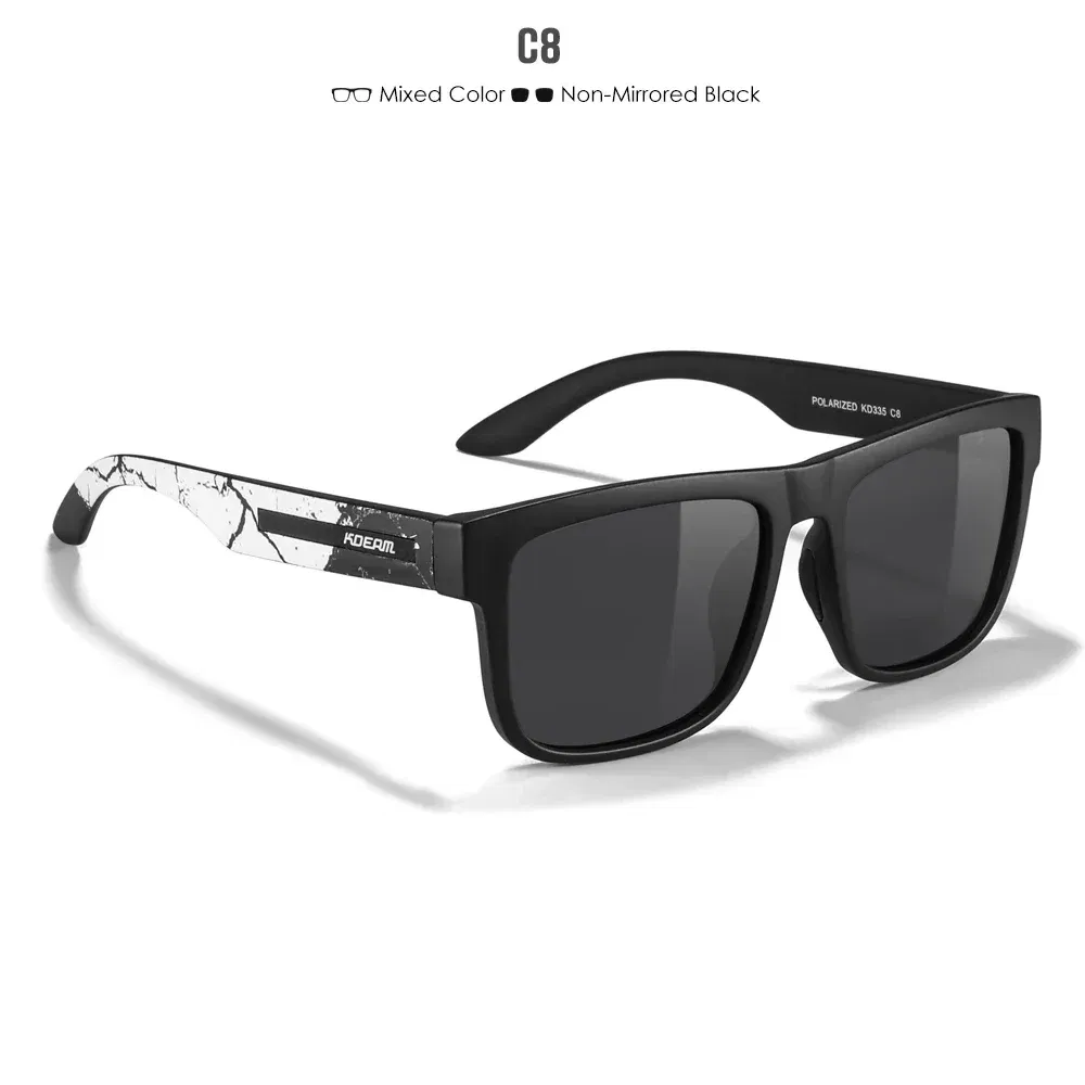 Lenses Color: GRAY, Frame Color: black - 2024 KDEAM New Polarized Sunglasses For Men White Frame UV400 Protection Lens Black Driving Sun Glasses Fishing Eyewear