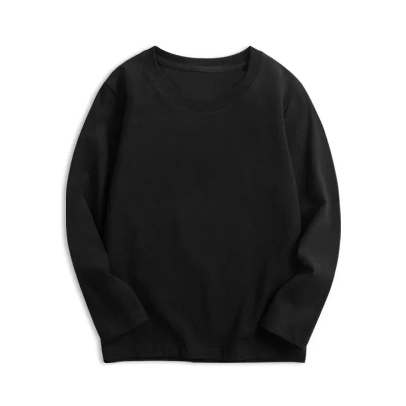 Color: Beige, Kid Size: 6 - 7 Colors Spring Long Sleeve Tees Children's T-shirt Cotton Solid Colour Base Coat Leisure Wear Boys Girls Tops Kids Clothes