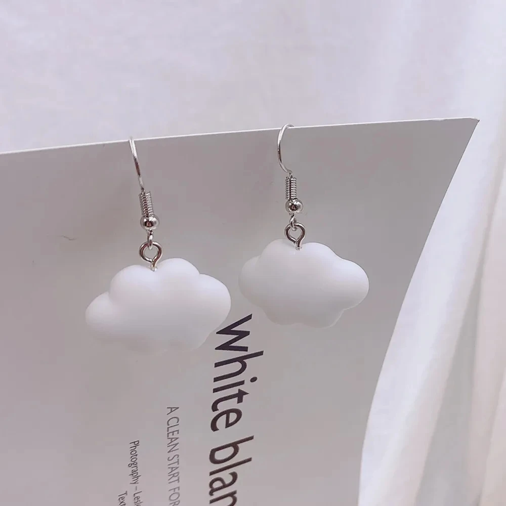 Metal Color: brownish yellow - Ultra-Low New Fashion Cute White Cloud Stud Earrings Delicate Mushroom Clouds for Women Girls Ear Jewelry Wholesale Gifts Bear