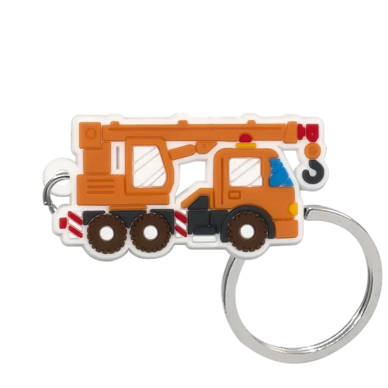 Color: Red - 1PCS PVC Key Ring 6 Colors of Car Shape Keychain charms Colorful Key Chain Key Holder Fit Little Boy Gift Kids Toys