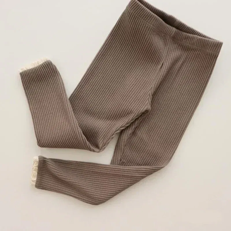 Color: Brown, Kid Size: 18M - New Infant Patchwork Leggings Cotton Baby Long Pants Toddler Girl Leggings Baby Clothing Autumn Kids Trousers