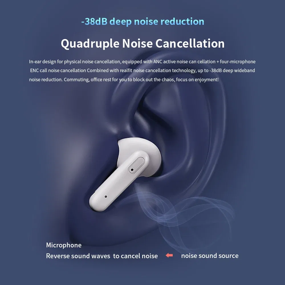 Color: black - Realfit F3 ANC Active Noice Cancellation Bluetooth Earphones ENC Call HIFI Stereo Superb Bass Wireless Earbuds Sport Gaming