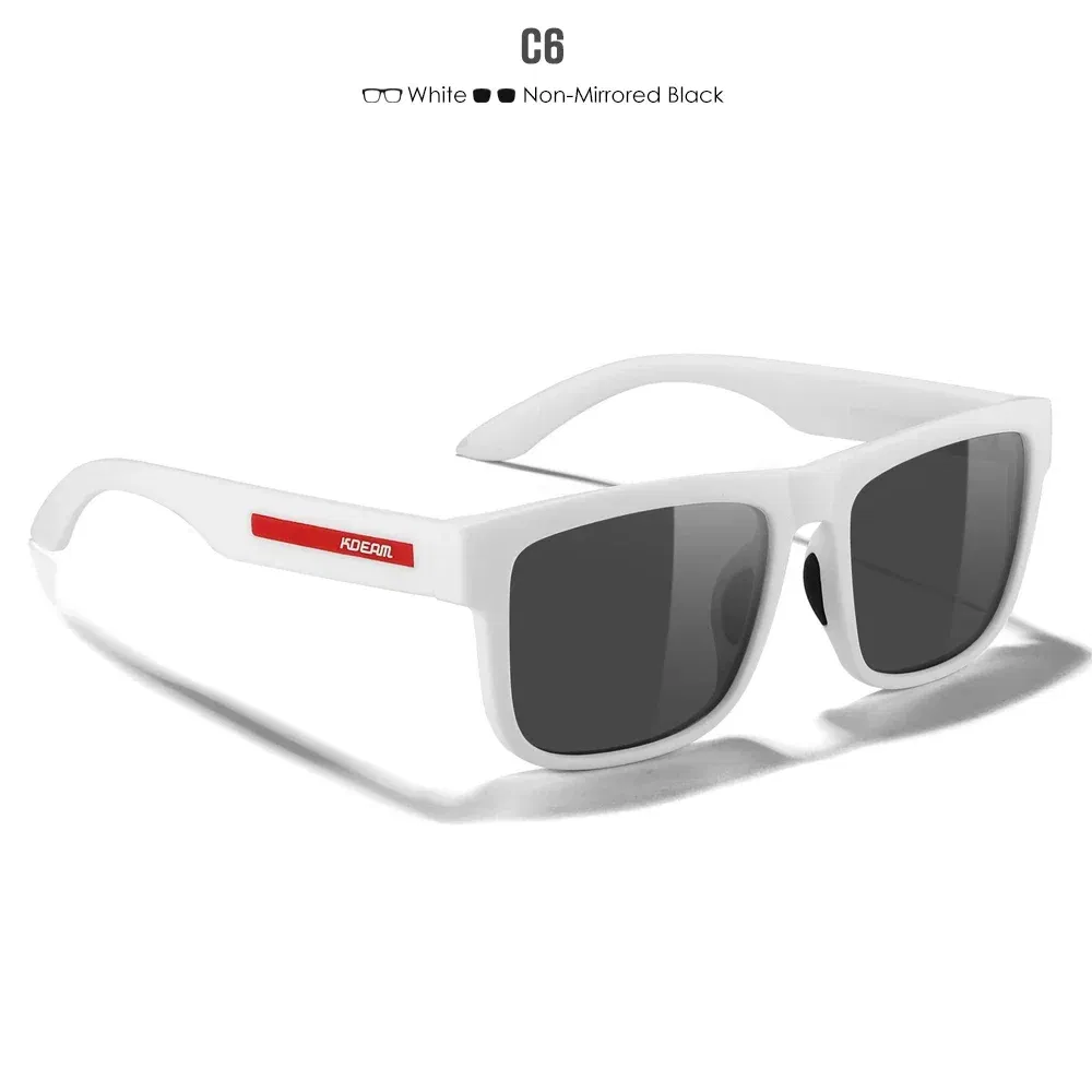 Lenses Color: WHITE, Frame Color: black - 2024 KDEAM New Polarized Sunglasses For Men White Frame UV400 Protection Lens Black Driving Sun Glasses Fishing Eyewear