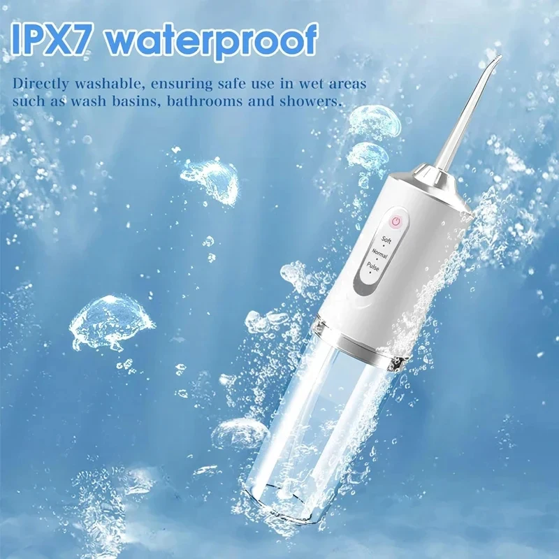 Color: WHITE - Xiaomi Portable Electric Dental Water Flosser Oral Irrigator Dental Bed Sprinkler Jet Toothpick 4 Nozzle Mouth Washing Machine