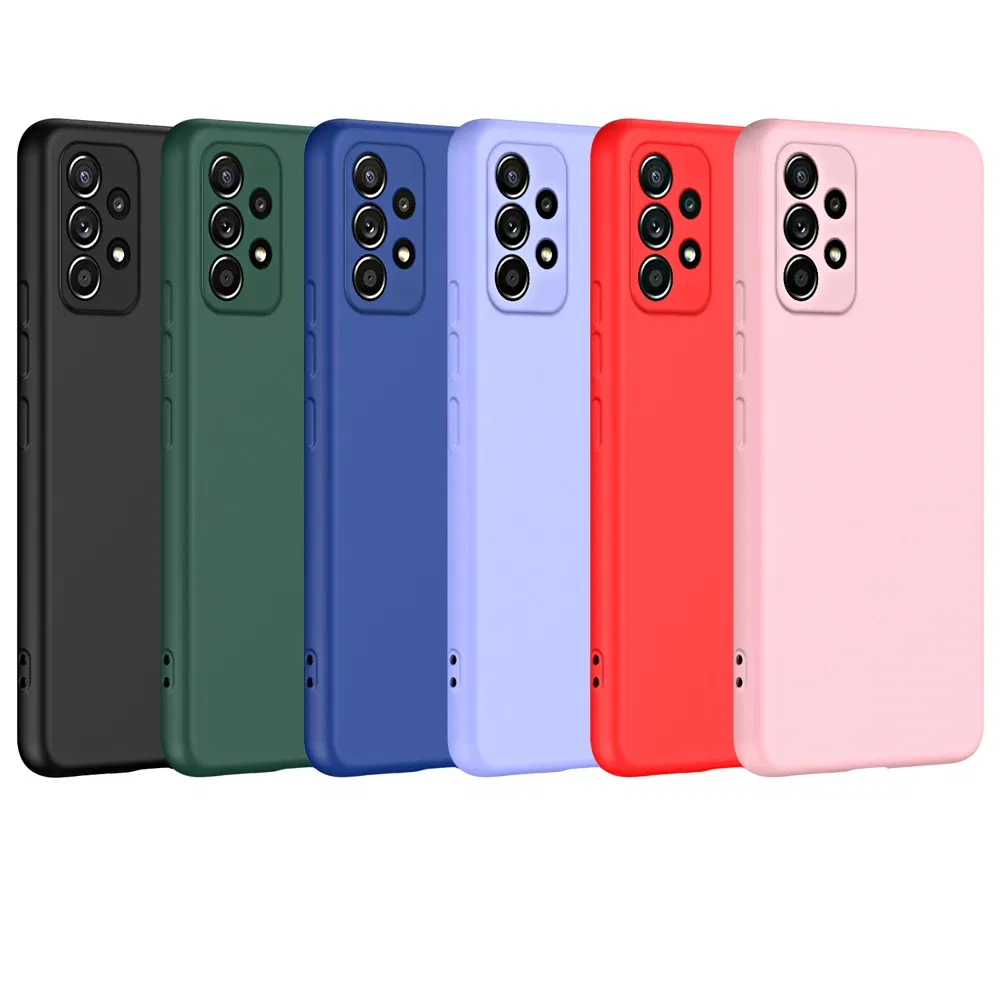 Color: army green, Material: Acrylic - Solid Silicone Protect Case For Samsung Galaxy A13 A23 A33 A53 A73 A12 A22 A32 A52 A52S A72 A04 A04S A14 A24 4G A34 A54 Cover