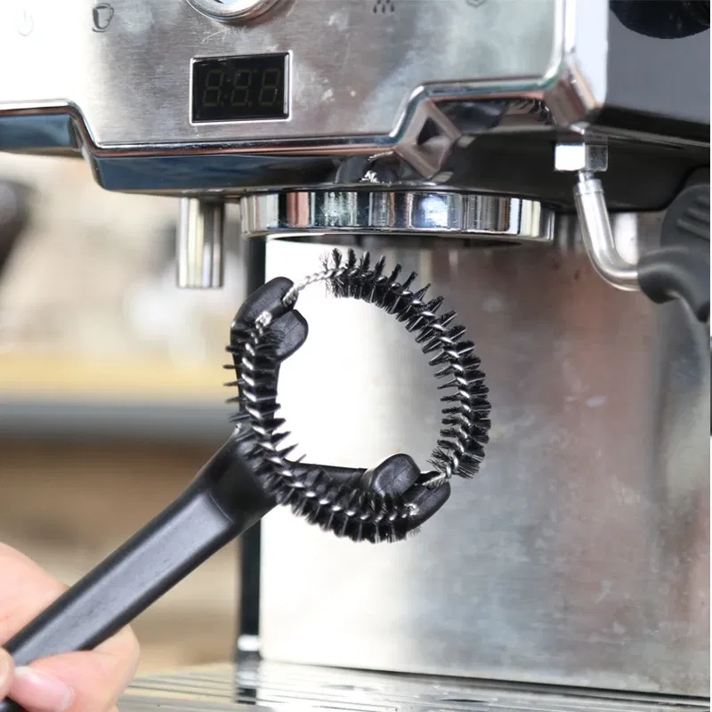 Color: Brown - 51/58mm Coffee Machine Brush Cleaner Removable Coffee Maker Espresso Group Head Semi-automatic Kitchen Cleaning Tool