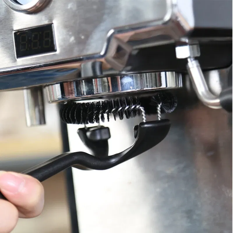 Color: Brown - 51/58mm Coffee Machine Brush Cleaner Removable Coffee Maker Espresso Group Head Semi-automatic Kitchen Cleaning Tool