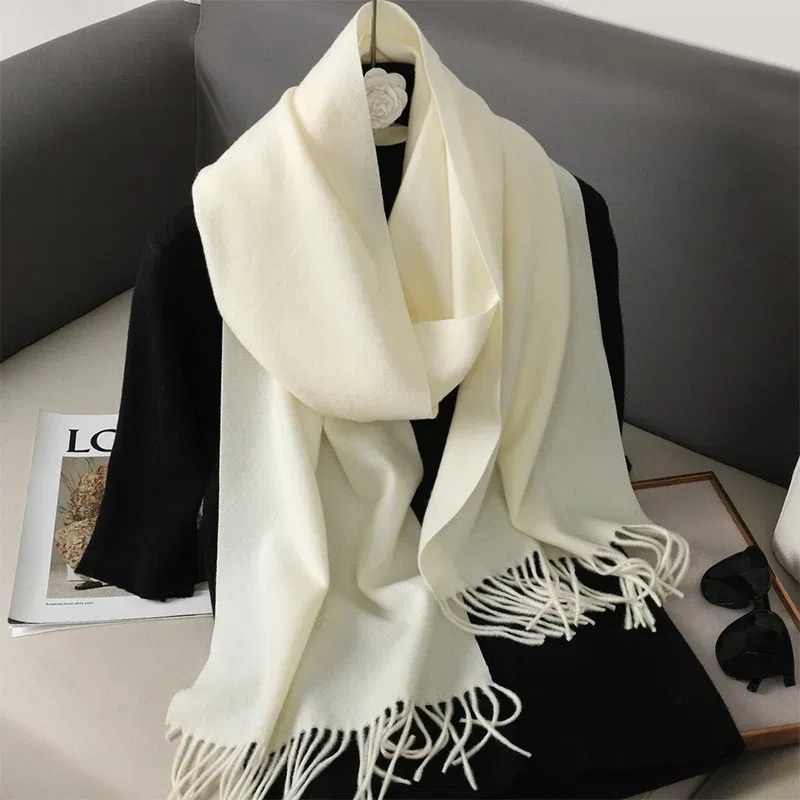 Color: LIGHT BLUE - New 62 Color Winter Scarf For Women Long Warm Cashmere Scarves Hijab Solid Lady Shawl Wrap Female Pashmina Bandana Head Scarfs
