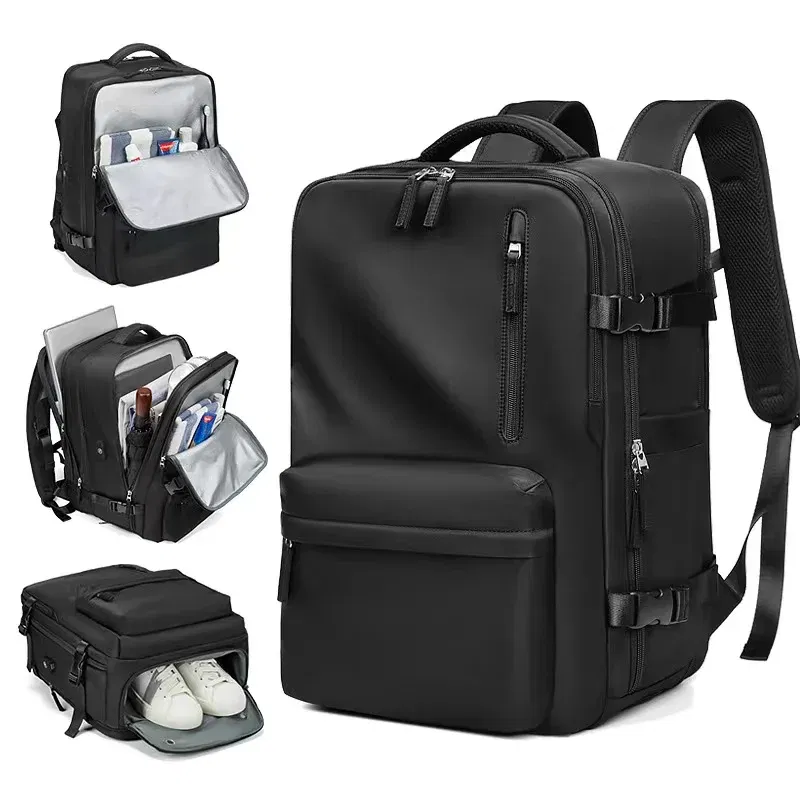 Color: DEEP BLUE - Airback Vacuum Compression Backpack with Vacuum Pump 60L Expandable Travel Backpack for Men Women Airline Approved Business Bag