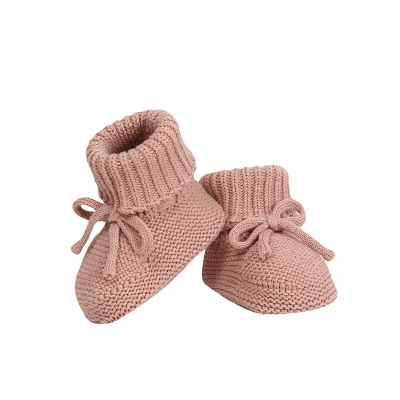 Color: Beige, Baby Age: 7-12 Months - Infant Baby Shoes Knit Cotton Boys Girl Boots Fashion Tie Solid Newborn Walk Bed Footwear Toddler Kid Clothing Accessories 0-18M
