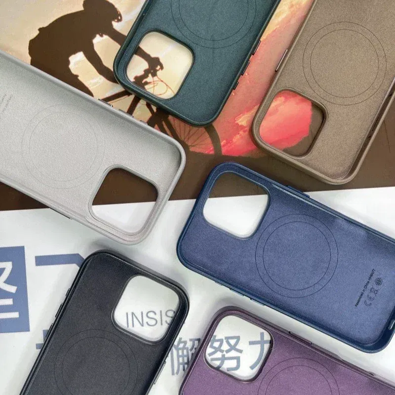 Material: CANVAS, Color: black - Original Apple Leather With Magsafe Case For iPhone 16 Pro Max 16 Plus Case Wireless Charging Magnetic Cover 16Pro With Box