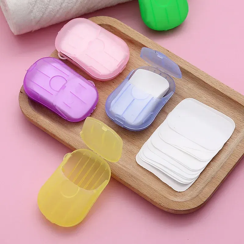 Color: Orange - New Portable Mini Disposable Soap Paper Travel Soap Paper Washing Hand Bath Clean Scented Slice Sheets Mini Clean Soap Tablets