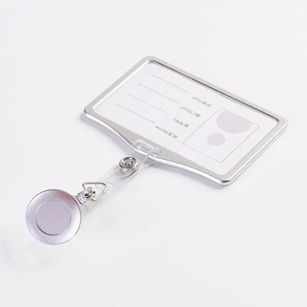 Color: Navy Blue - Aluminum Alloy Card Cover Case Women Men Work Name Bank ID Card Holders Business Badge Case Credit Card Badge Case Bag Pouch