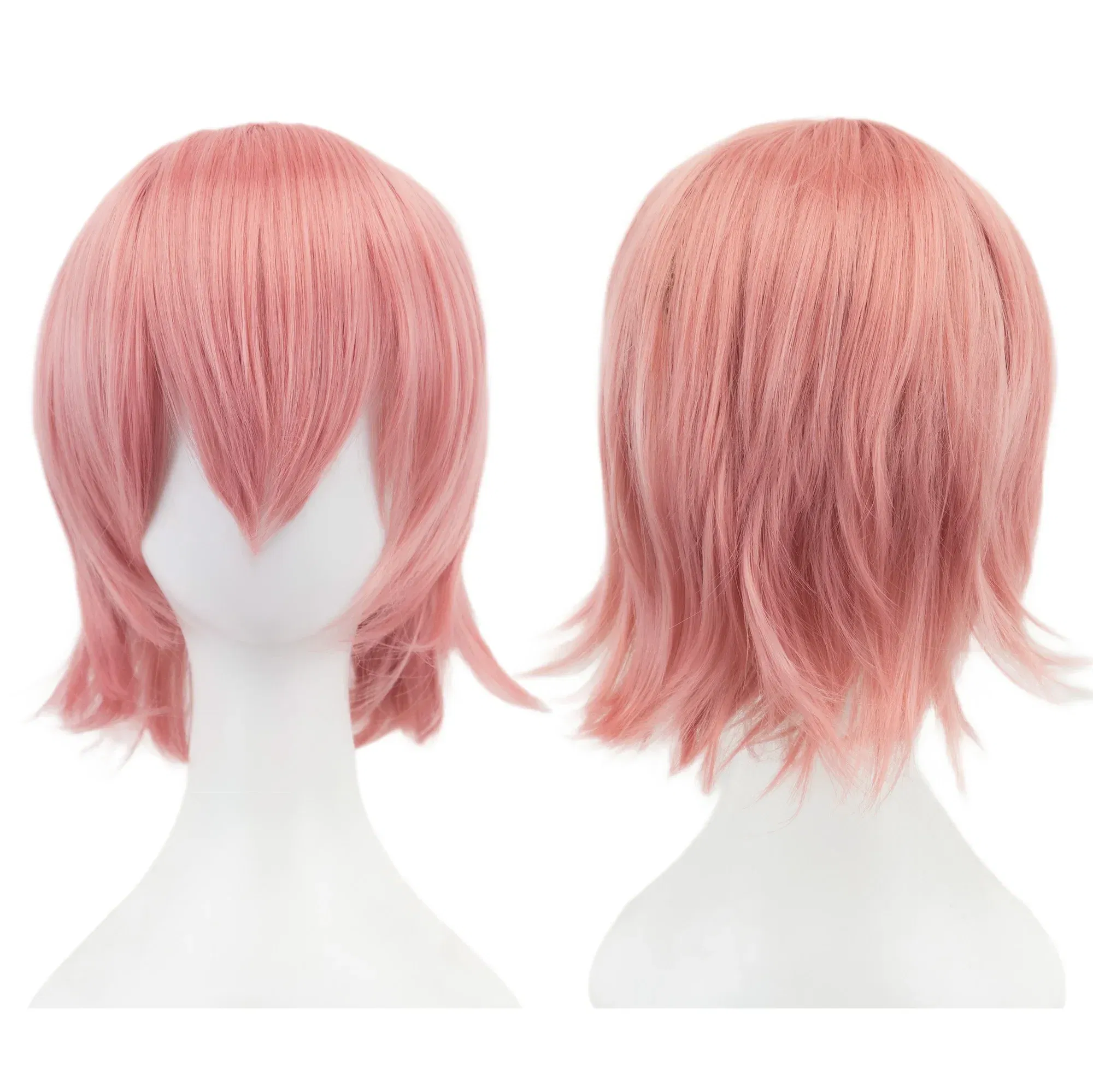 Color: WHITE, Stretched Length: 12INCHES - Synthetic Hair Unisex Short Cosplay Hair Party BOB Wigs with Bangs Pink Black Purple Halloween Costume Lolita Wig