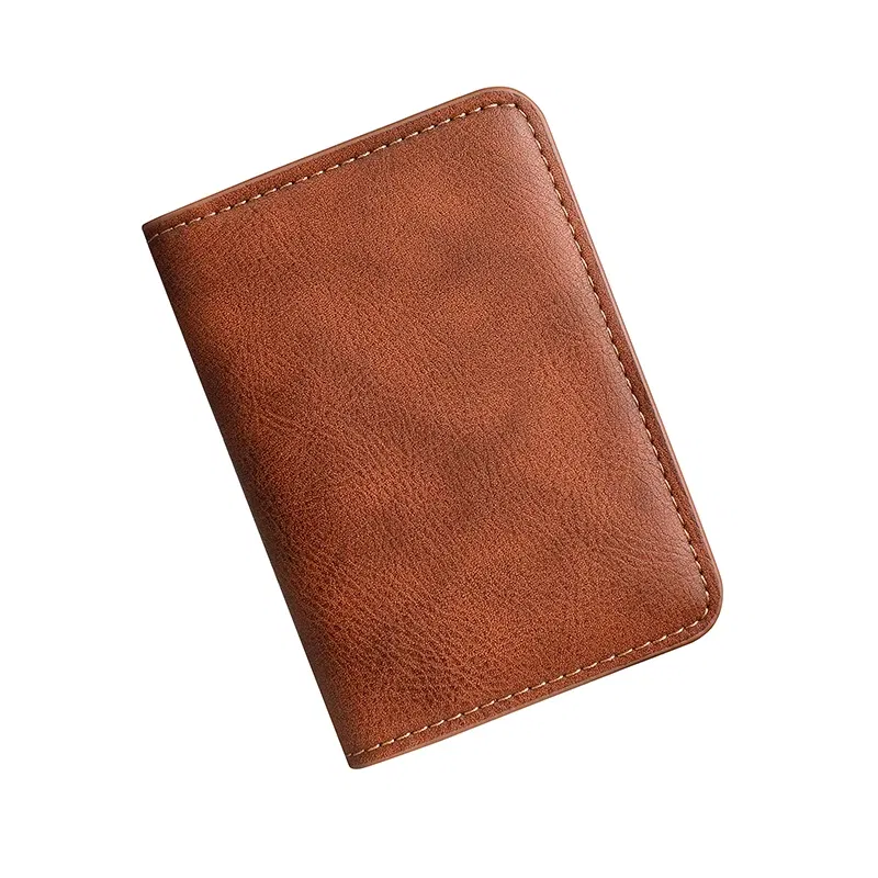 Color: Brown - Rfid Blocking Leather Front Pocket Wallet For Men Slim Minimalist Men's Credit Card Holder Ultra Thin Wallet Male With ID Window