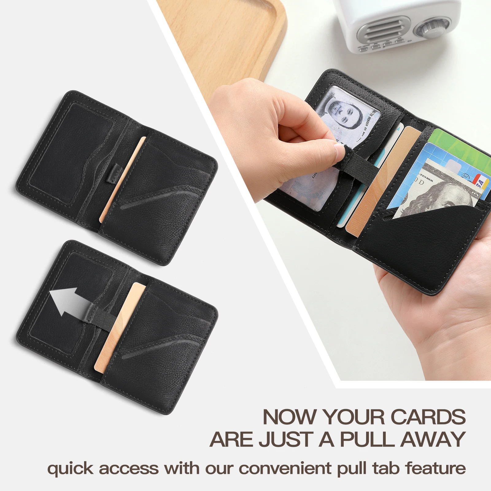Color: Brown - Rfid Blocking Leather Front Pocket Wallet For Men Slim Minimalist Men's Credit Card Holder Ultra Thin Wallet Male With ID Window