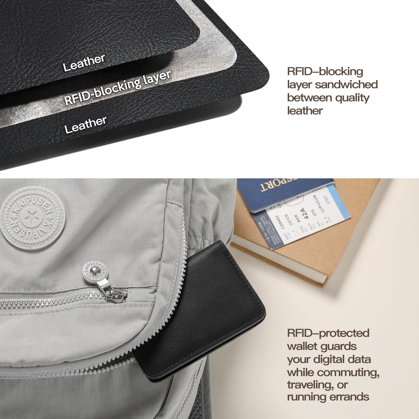 Color: Brown - Rfid Blocking Leather Front Pocket Wallet For Men Slim Minimalist Men's Credit Card Holder Ultra Thin Wallet Male With ID Window