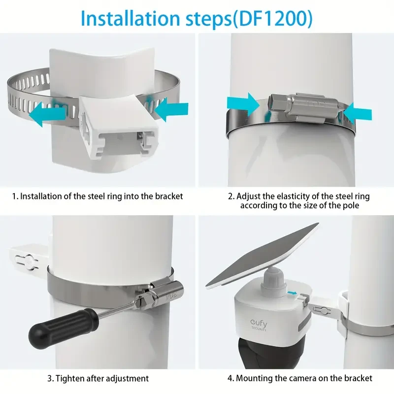 Pole Mounting Bracket for Eufy Security SoloCam S340 - Solar Security Camera (1 Pack, White)