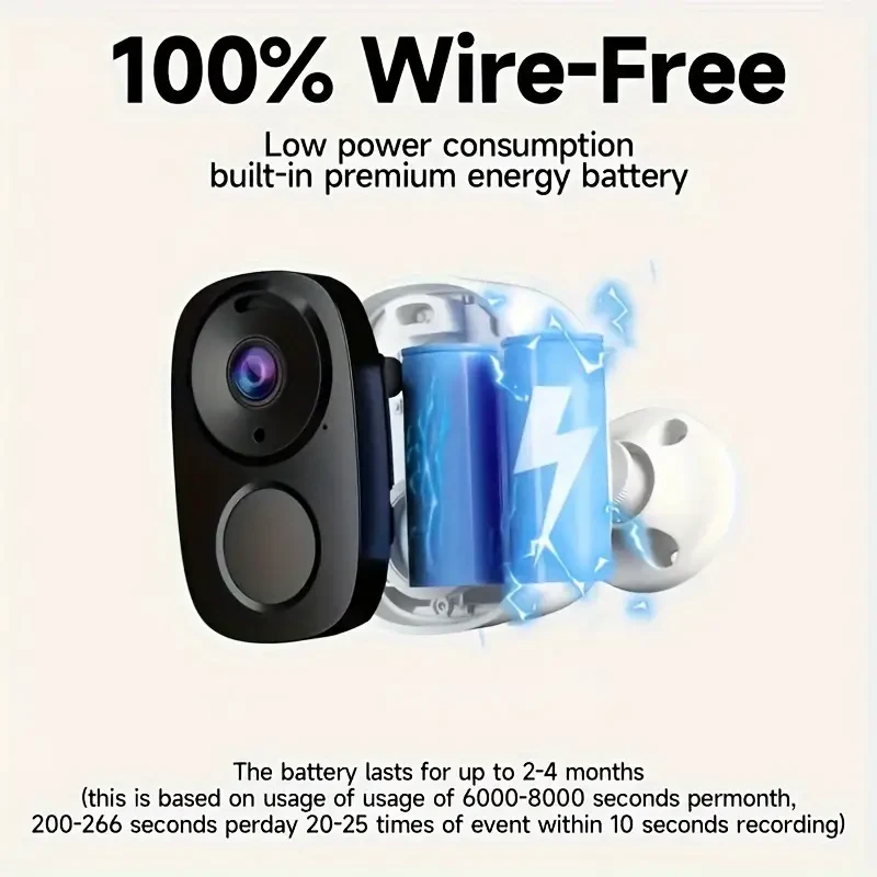 Wireless 2K Outdoor Security Camera - Battery-Powered, AI Detection, Color Night Vision
