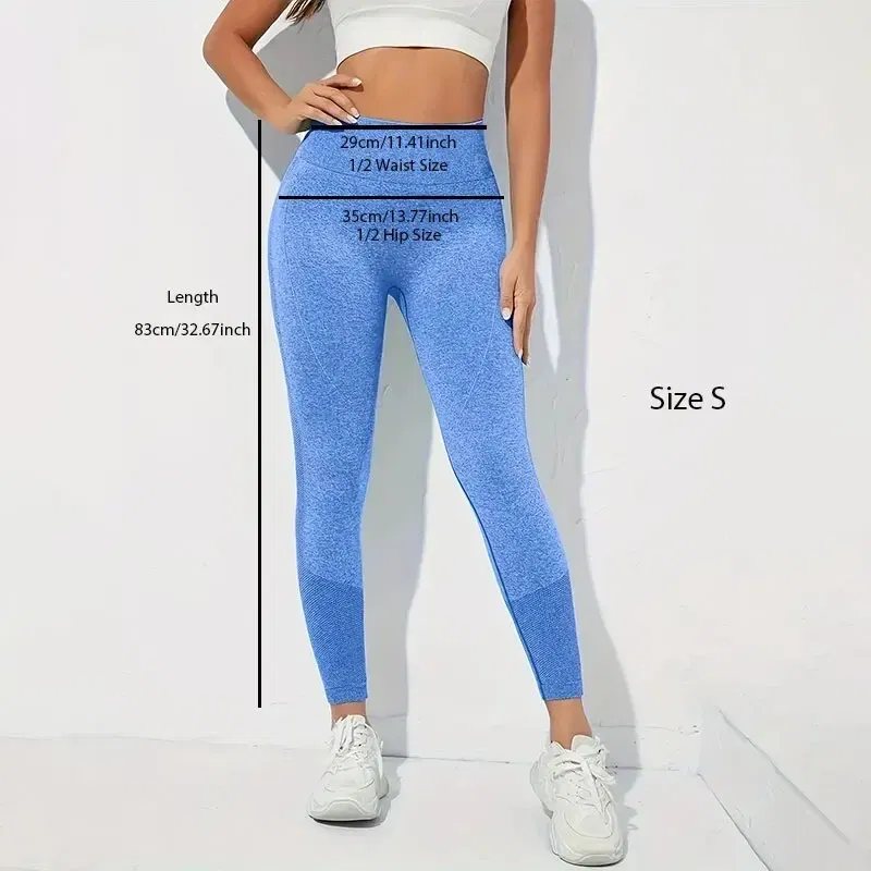 Size: M, Color: Beige - Yoga Basic 3pcs Fitness Gym Tights Seamless Hip-hugging Tummy Control Yoga Leggings With Punch Out Holes