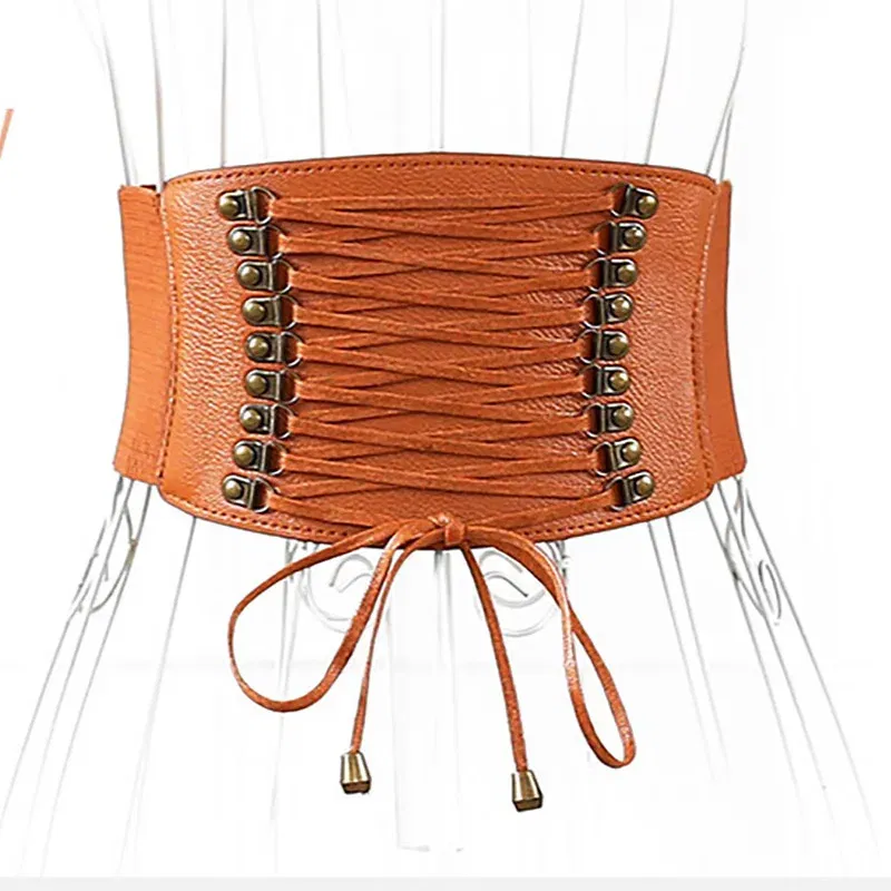 European and American wide Waistband Fashion elastic elastic Fringed Belt Dress rivet Accessories Slim ladies Belt