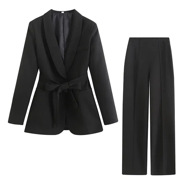 Color: Beige, Maternity Size: XL - Black Women's Suit Pregnancy Photoshoot Clothes Chic Outerwear Long Tassel Buckle Waist Belt Blazer Maternity Photography Outfit