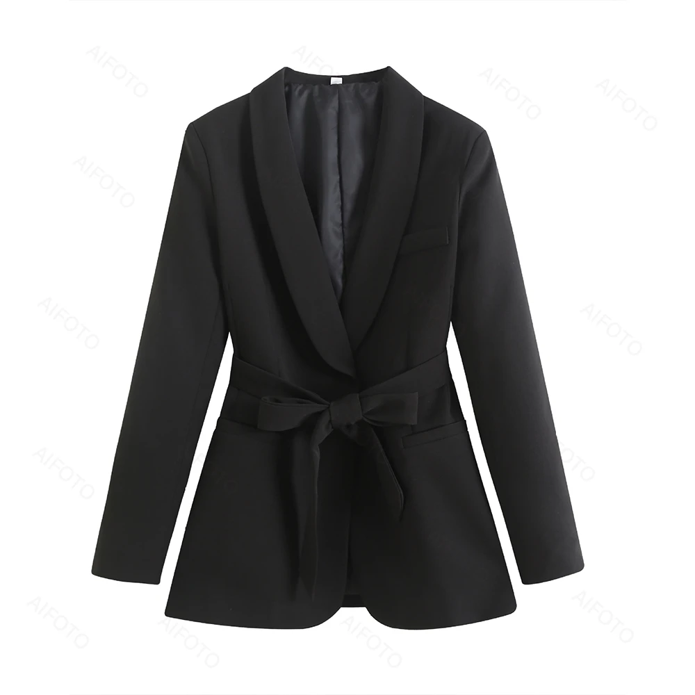 Color: Beige, Maternity Size: XL - Black Women's Suit Pregnancy Photoshoot Clothes Chic Outerwear Long Tassel Buckle Waist Belt Blazer Maternity Photography Outfit