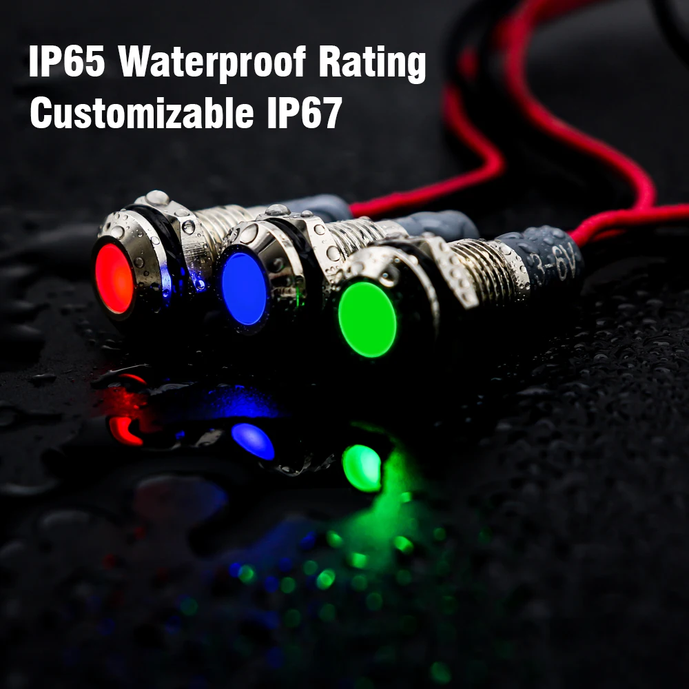 Color: Yellow - 1PC IP65 6mm LED Waterproof Metal Indicator Light Signal Lamp With Wire 5V 12V 24V 220V Red/Yellow/Blue/Green/White Metal Button