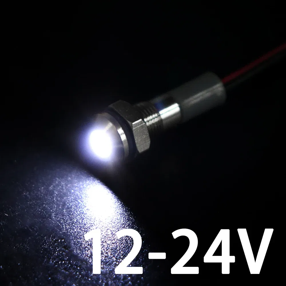 Color: Yellow - 1PC IP65 6mm LED Waterproof Metal Indicator Light Signal Lamp With Wire 5V 12V 24V 220V Red/Yellow/Blue/Green/White Metal Button