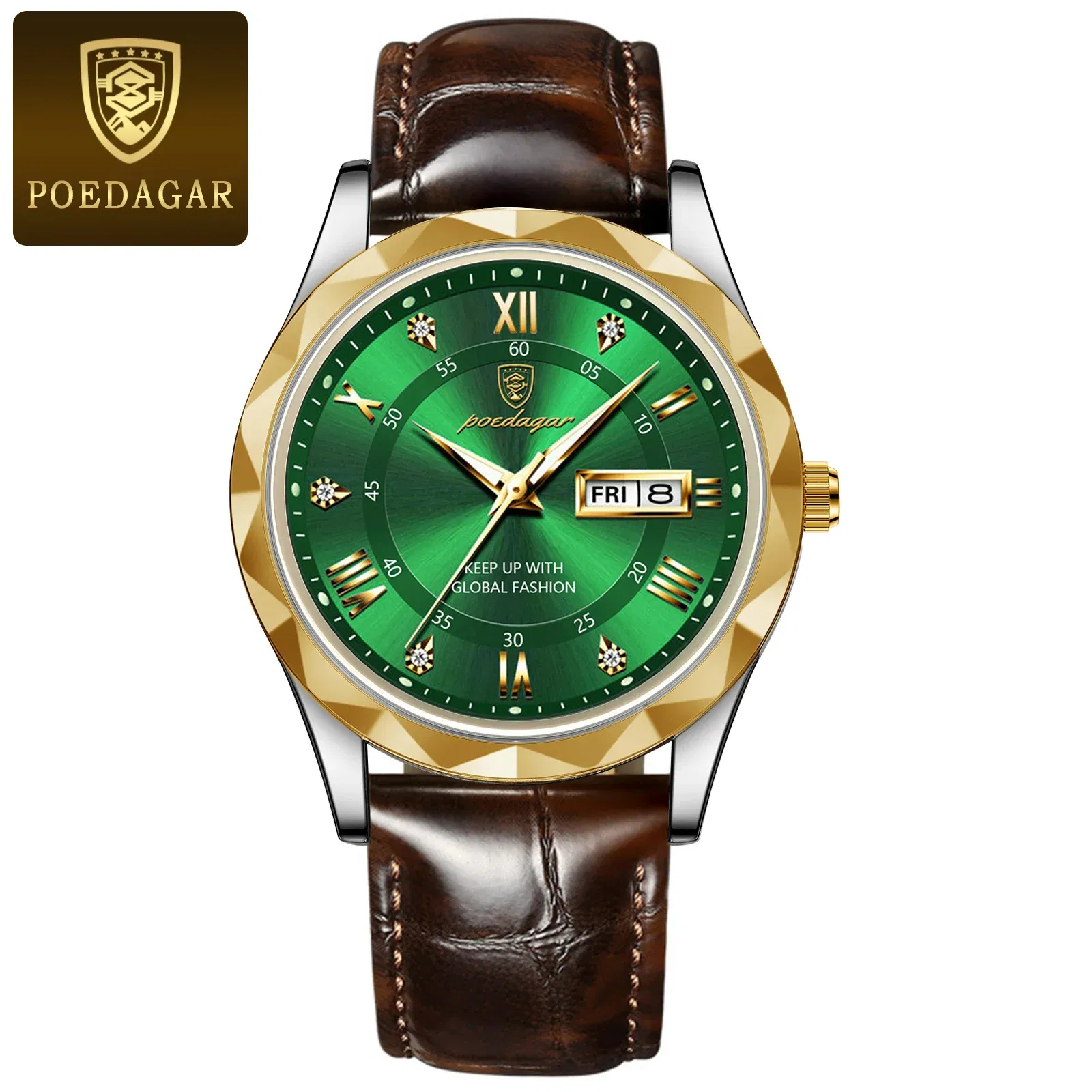 Color: Multicolor - POEDAGAR Luxury Business Man Wristwatch Waterproof Luminous Date Week Men Watch For Men Quartz Clock Leather Men's Watches reloj