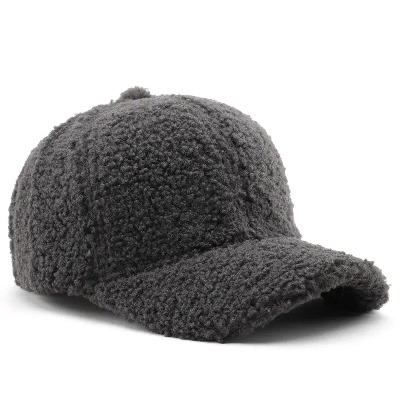 Color: Lavender, Size: M - Autumn Winter Baseball Cap Women Artificial Lamb Wool Hats Keep Warm Cap Plush Baseball Caps Spring Baseball Cap Solid Sunshade