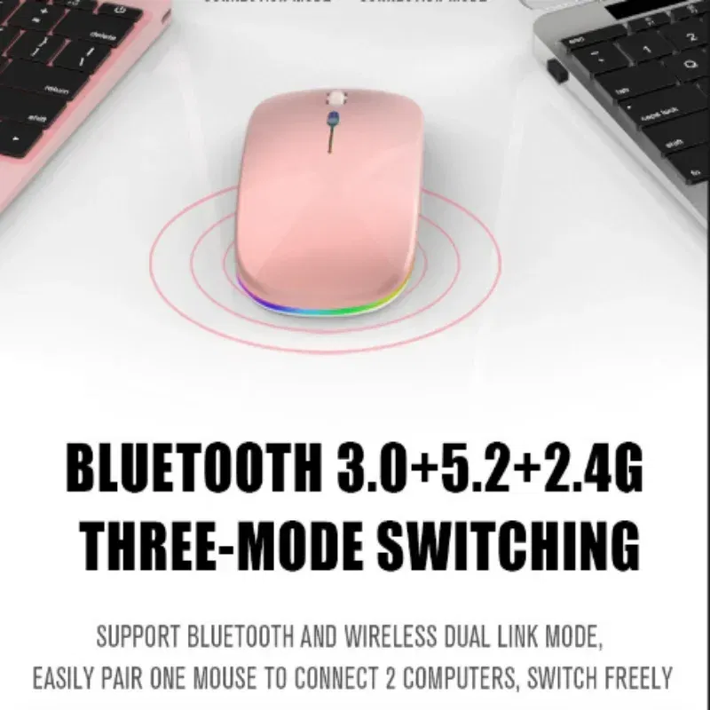 Color: Silver - Tablet Phone Computer Bluetooth Wireless Mouse Charging Luminous 2.4G USB Wireless Mouse Portable Mouse