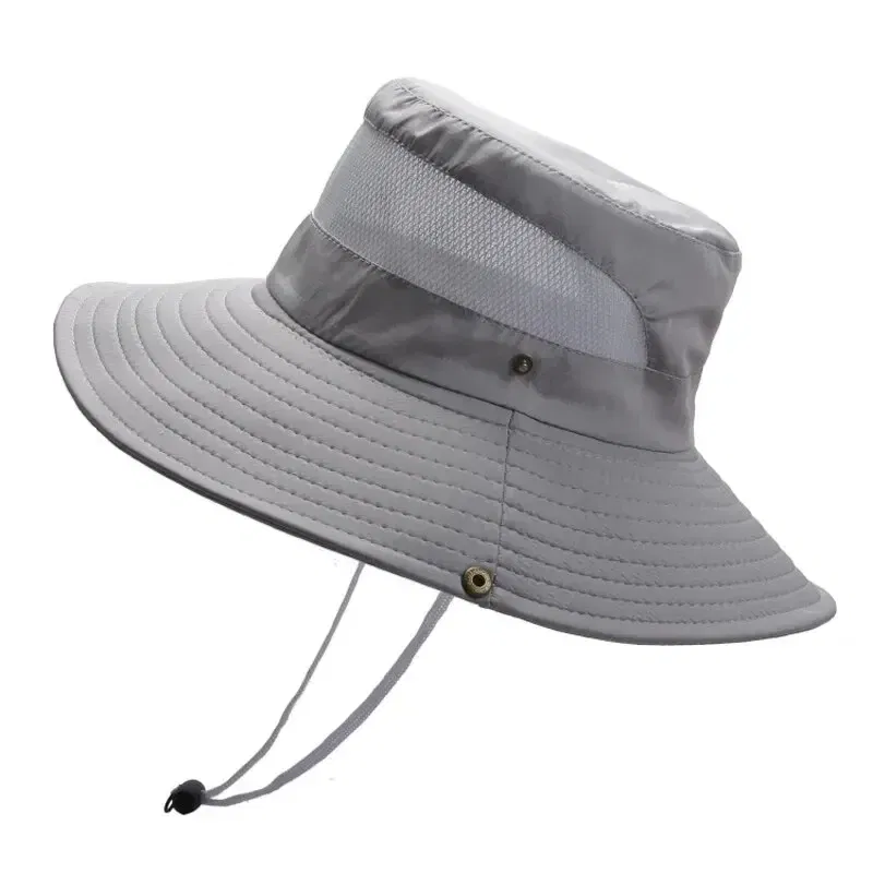 Color: Light Grey, Size: One Size - 100% Polyester New Summer Breathable Fisherman Hat Outdoor Mountaineering Hat Big Eaf Sunshade Hat Benni Hat