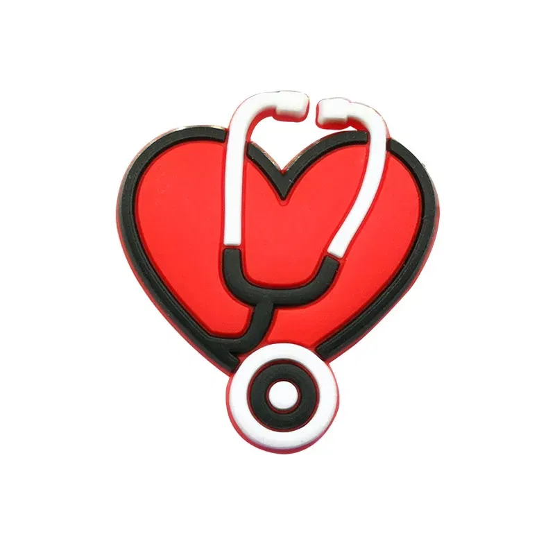 Color: Watermelon red - 1pcs Medical Clog Accessories Stethoscope Syringe Gibit Shoe Charm Clog Pins Teeth Uterus Nurse Clips Jeans Girl Women Gift