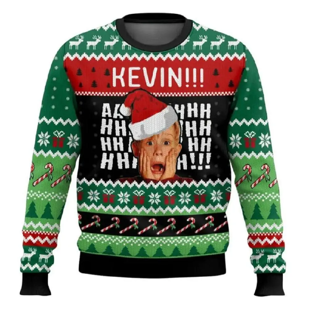 Color: SKY BLUE, Size: XS - New Style Sweatshirt For Spending Christmas Alone At Home Ugly Christmas Pullover 2026 Fashionable Casual Couple Sweatshirts