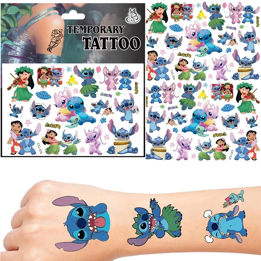 Color: Dark Khaki - Lilo Stitch Party Gift Supplies Slapping Bracelets Reusable Drinking Straws Stamp Paper Bags Stickers Ring Birthday Party Decora