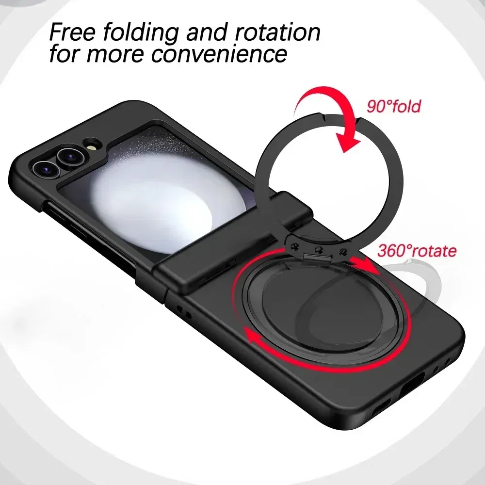 Color: Pink, Material: Cotton Fabric - For Samsung Galaxy Z Flip 3 5 4 6 Magsafe Case Wireless Charging Hinge All-inclusive Flip Shockproof Hard Magnetic Holder Cover