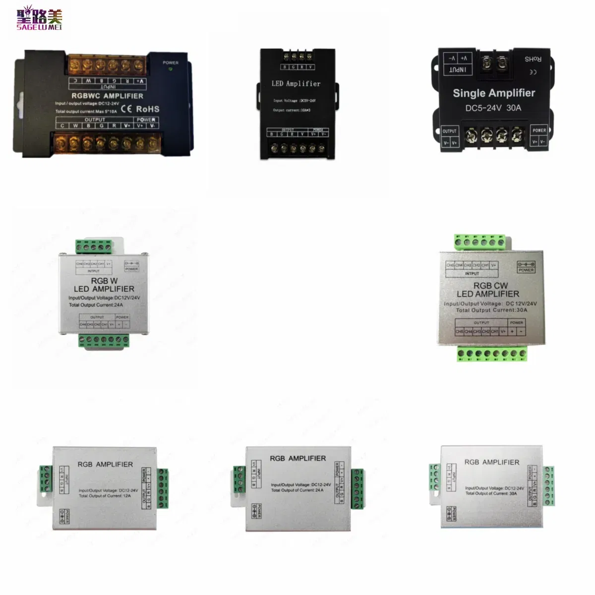 Color: Pink - DC5V12V/24V Single Color/RGB/RGBW/RGBWW RGB+CCT LED Amplifier Controller 12A/24A/30A/50A 1CH/3CH/4CH/5CH Strip Power Repeater
