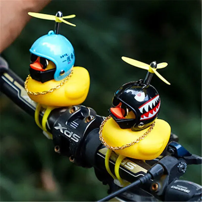 Color: WHITE - In Bulk Light Straps for Yellow Small Bike Duck Bicycle bell Duck Ducky Bicycle Airscrew Helmet Wind Motor Riding Lights Horn