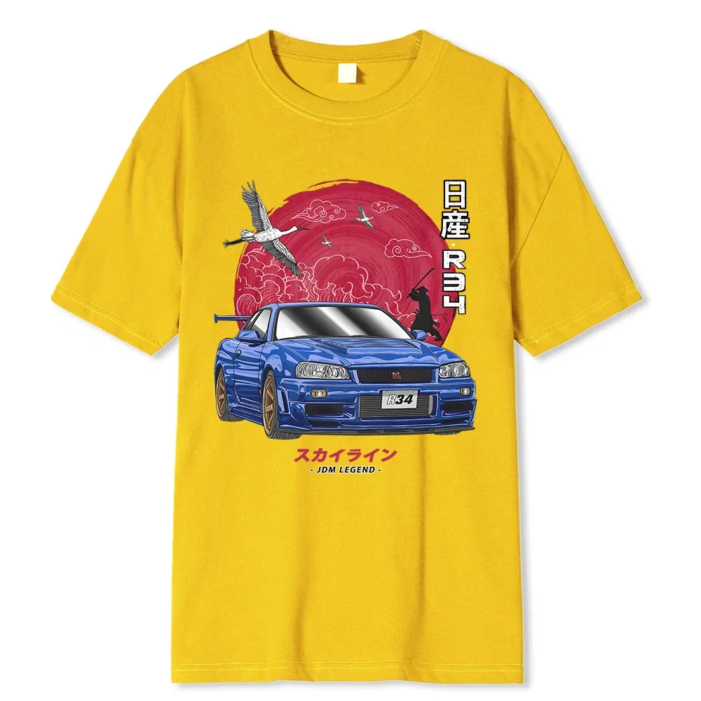 Color: Pink, Size: XXL - Cotton Initial D T Shirt Men Women Harajuku Aesthetic Oversize T-Shirt Funny JDM LEGEND Car Tshirt Nissan Skyline R34 Tee Shirt