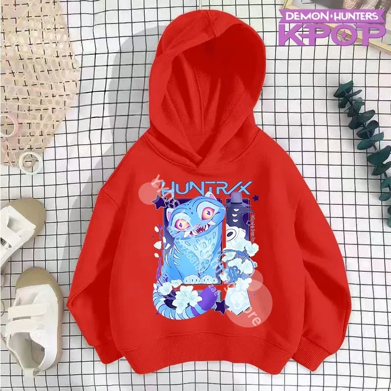 Color: Khaki, Kid Size: 110 - 2025 KPop Demon Hunters Hoodie Fashion Rumi Sweatshirt Pullover Cute Long Sleeve Autumn Boys Girls Cartoon Y2K Hoody Sportswear