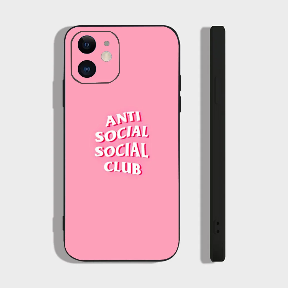 Color: green, Material: Vinyl - Anti Social Social Club Phone Case For IPhone 16 15 14 13 Pro Max 11 12 Mini X Xs XR Se 2022 Black Silicone Cover