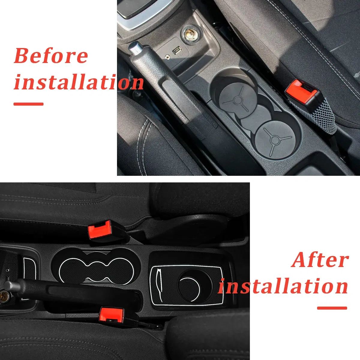 Color: WHITE - Car Door Groove Mats For Ford Fiesta 2009-2011 2012 2013 2014 2015 Car Cup Holder Cushion Auto Gate Slot Coasters Dust-proof Pad