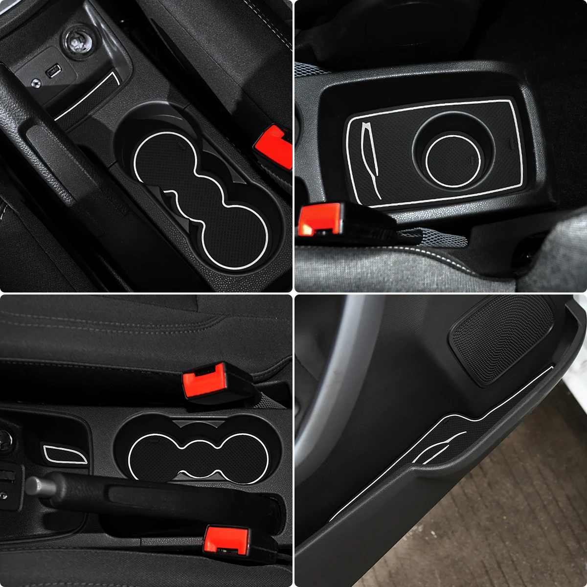 Color: WHITE - Car Door Groove Mats For Ford Fiesta 2009-2011 2012 2013 2014 2015 Car Cup Holder Cushion Auto Gate Slot Coasters Dust-proof Pad