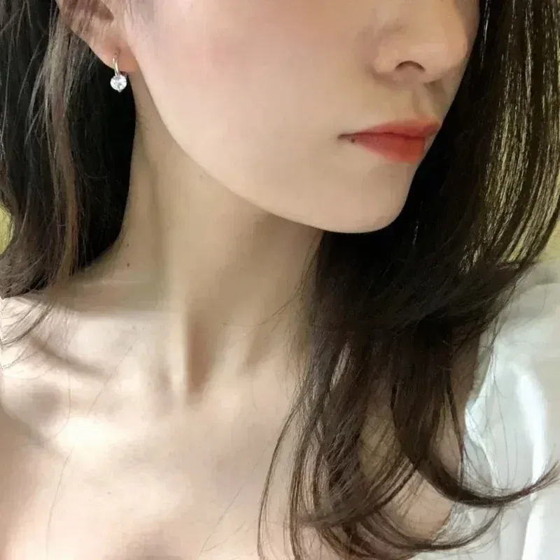 Metal Color: PALLADIUM - 2024 New Fashion Gold Color Round Zircon Simple Drop Dangle Earrings for Women Charm Korean Hoop Jewelry Wedding Birthday Gift